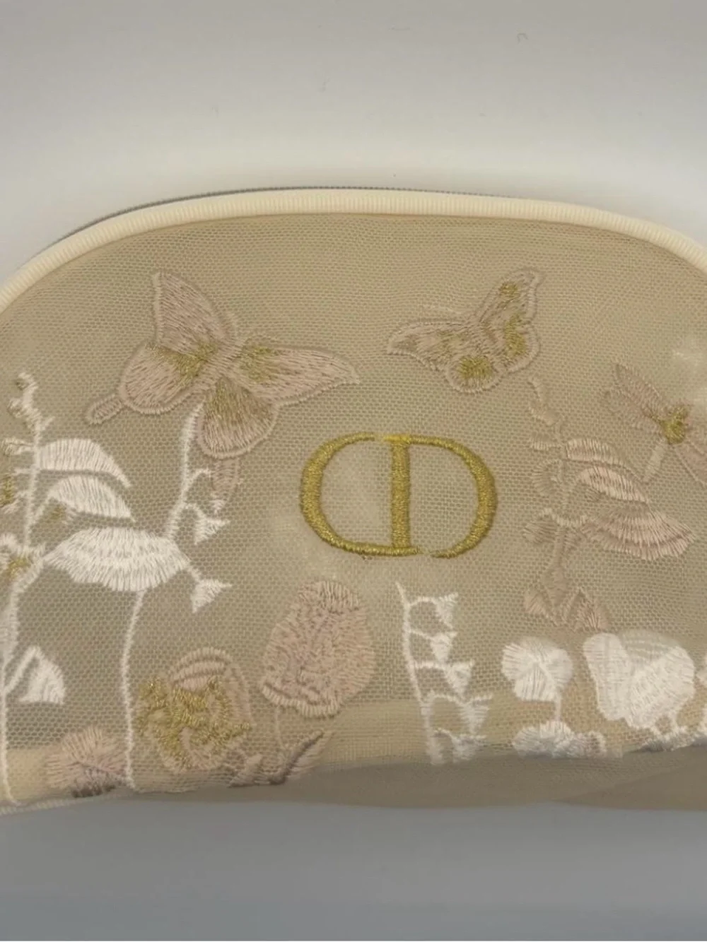Dior Cream Tote with Brown Butterfly Embroidery with Pouch